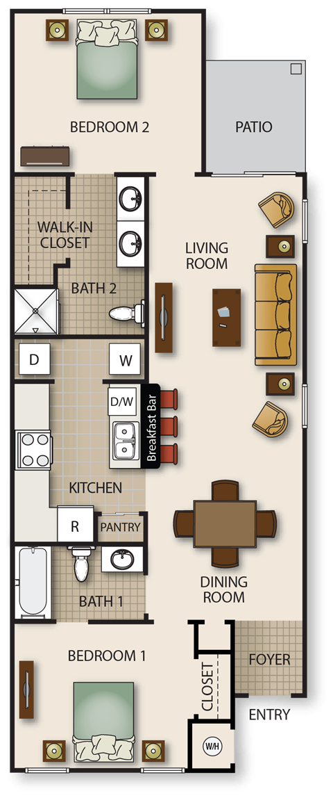 a floor plan of a small apartment with a kitchen and a living room