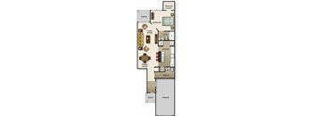A floor plan of a house with a garage and a dining room.
