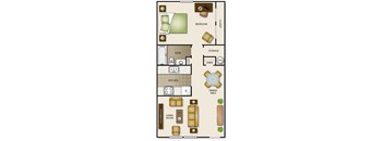 a floor plan of a small house with a kitchen and a living room