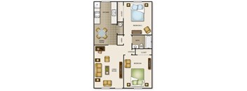 a floor plan of a house with bedrooms and a living room