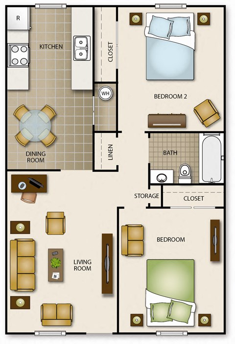 a floor plan of a house with bedrooms and a living room