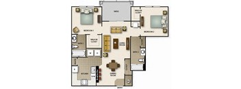 a floor plan of a house with bedrooms and a living room