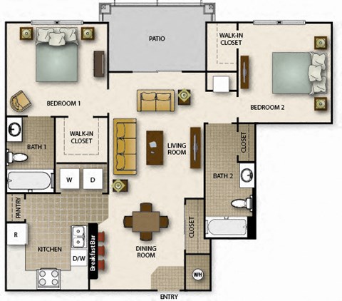 a floor plan of a house with bedrooms and a living room