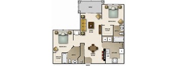 a floor plan of a house with bedrooms and a living room