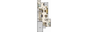 a floor plan of a small house with bedrooms and a living room and a kitchen