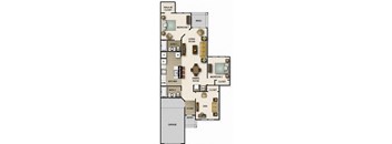 floor plan of the living room and kitchen area of a house