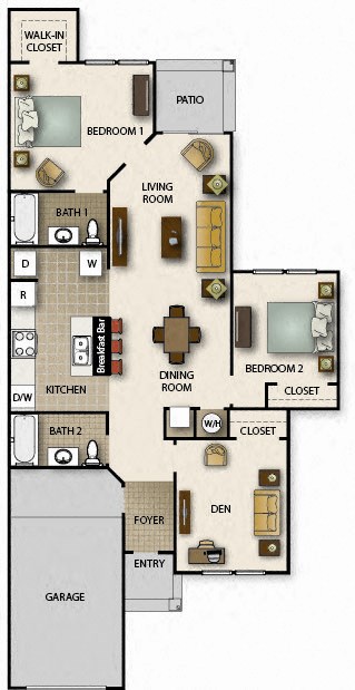 floor plan of the living room and kitchen area of a house