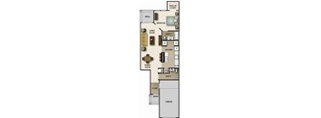 a floor plan of a small house with a kitchen and a living room