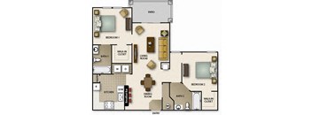 a floor plan of a house with bedrooms and a living room