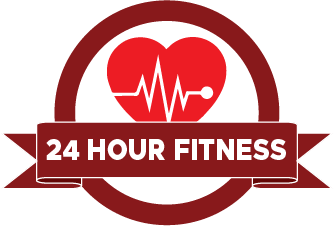 the 24 hour fitness logo with a heart and a pulse