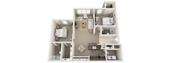 a 3d floor plan of a house with a bedroom and a bathroom