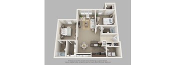 a 3 bedroom floor plan is shown in this rendering