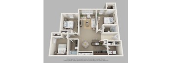a 3 bedroom floor plan is shown in this rendering