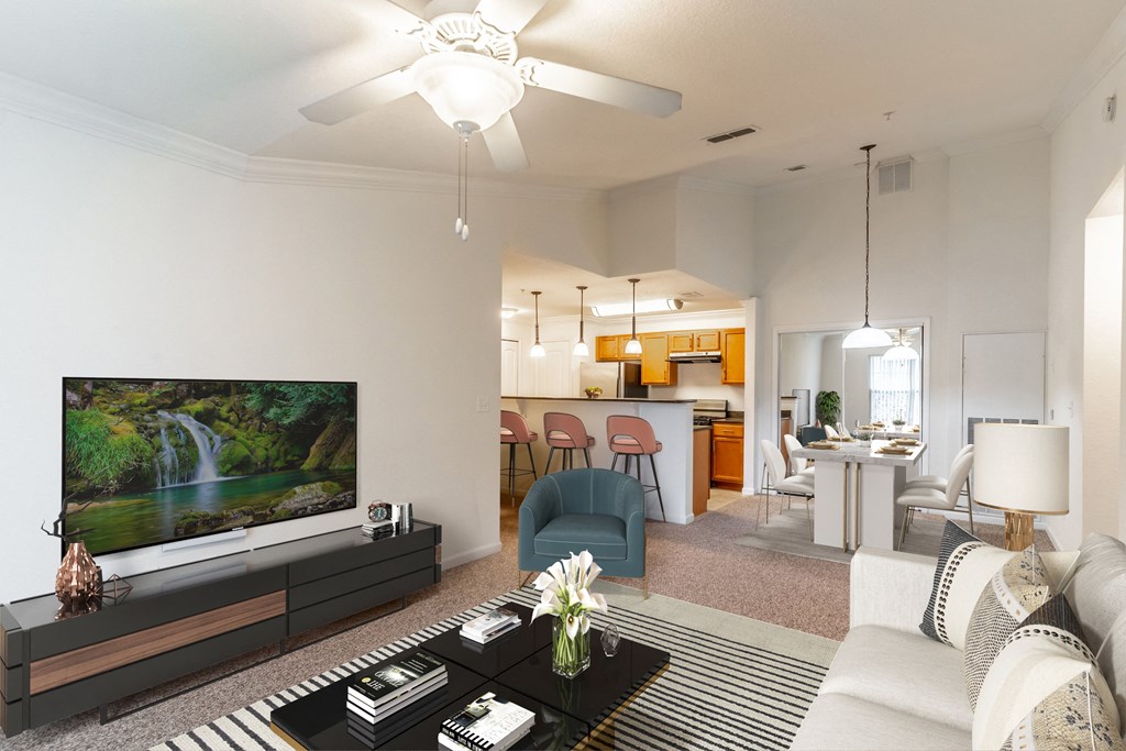 a living room with a couch and a coffee table