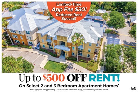 Up to $500 Off Rent on Select 2 and 3 Bedroom Apartment Homes* Ask About our Look and Lease Special!