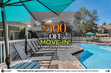 $500 off move in on select 2nd and 3rd bedroom apartment homes | must apply