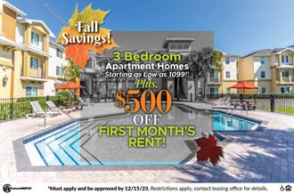 fall savings on 3 bedroom apartment homes starting as low as 50 off first month