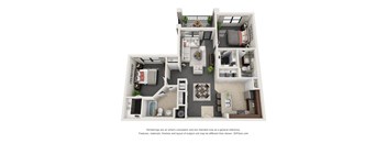 floor plan of two bed two bath unit