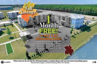 1 month free on all last remaining units