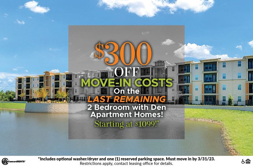 $300 off move in costs on the last remaining 2 bedroom with den apartment homes starting at - Photo Gallery 1
