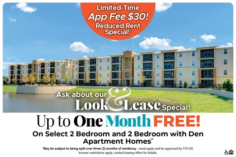 An advertisement for a limited-time app free offer and a reduced rent special.