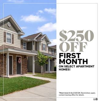 $250 OFF First Month on Select Apartment Homes!