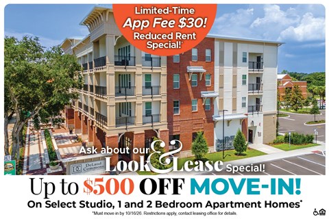 Up to $500 Off Move-In Costs on Select Studio, 1 and 2 Bedroom Apartment Homes* Ask About our Look and Lease Special!