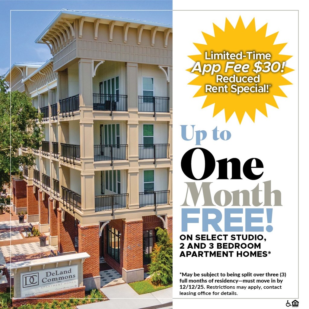 Up to One Month FREE on Select Studio, 2 and 3 Bedroom Apartment Homes!* For a Limited Time, App Fee is only $30!*