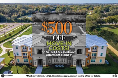 a $500 off move in cost on select 1 & 2 bedroom apartment homes
