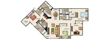 a floor plan of a bedroom floor plan with a bathroom and a living room
