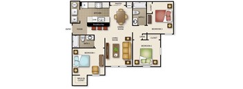 a floor plan of a house with bedrooms and a living room