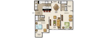 a floor plan of a living room and a dining room