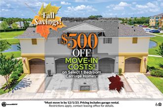 500 off move in costs on select 1 bedroom carriage homes