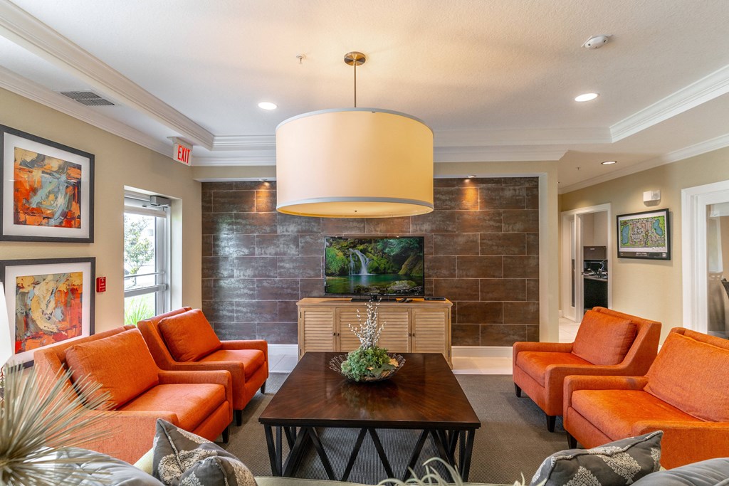 clubhouse area with couches and tv