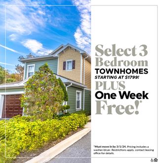 Select 3 Bedroom Townhomes Starting at $1799!
