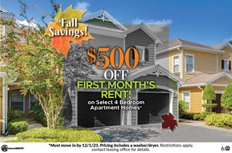 500 off first months rent on select a bedroom apartment homes