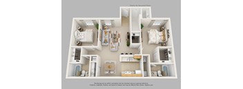Two Bedroom Two Bath Floor Plan