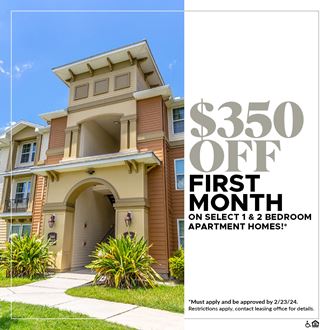 $350 OFF First Month on Select 1 and 2 Bedroom Apartment Homes!