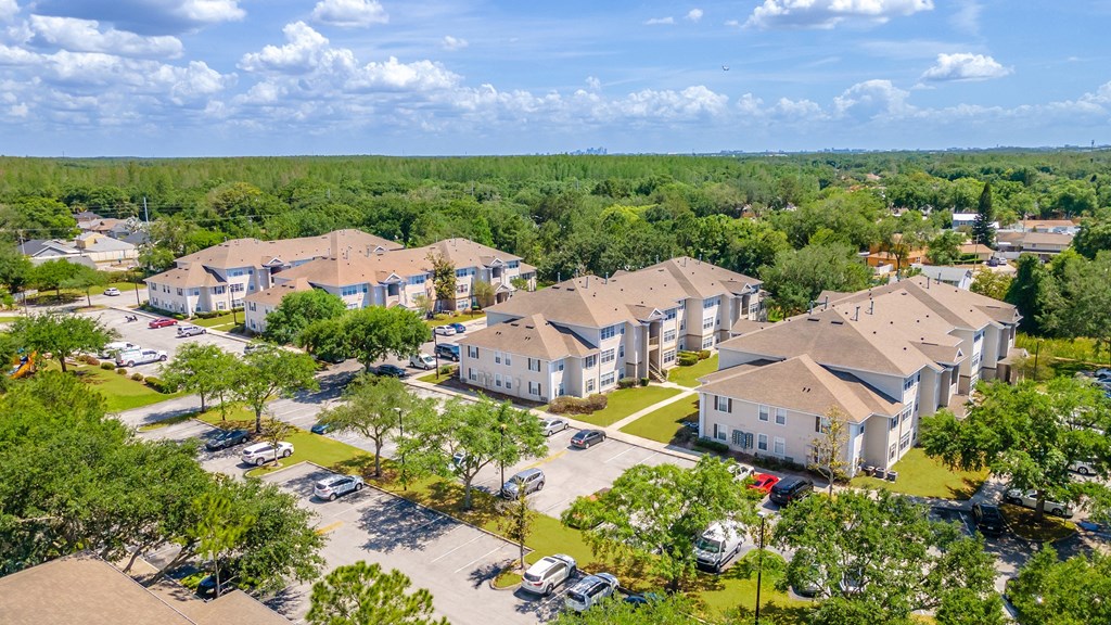 an aerial view of a neighborhood of houses