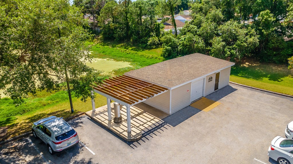 a car car center with overhang