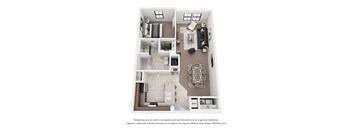 A floor plan for a one bedroom one bathroom apartment