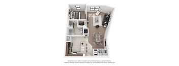 floor plan of one bed one bath apartment