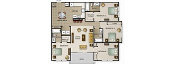floor plan of the living room and bedroom area of a house