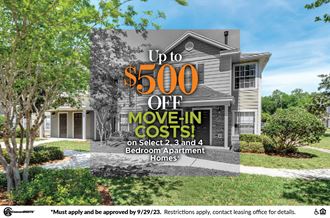 up to 500 off move in costs on select 2, 3 and 4 bedroom apartment homes