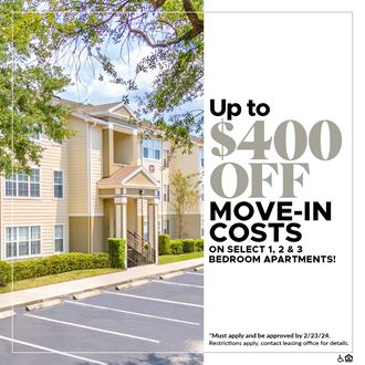 Up to $400 OFF Move-In Costs on Select 1, 2, and 3 Bedroom Apartment Homes!