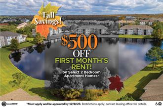 fall savings 500 off first months rent on select 2 bedroom apartment homes