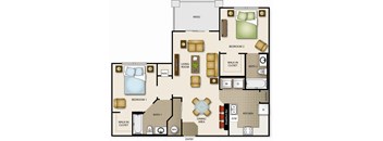a floor plan of a house with bedrooms and a living room