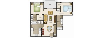 a floor plan of a house with bedrooms and a living room