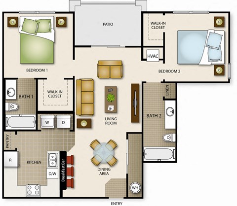 a floor plan of a house with bedrooms and a living room