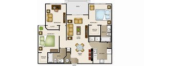 a floor plan of a house with bedrooms and a living room